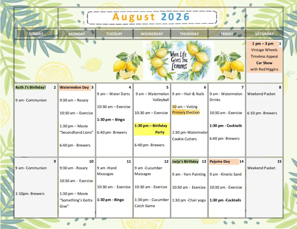 Calendar – August 2026 (1) Calendar August 2026 1 2 Pdf - Colby Senior Care
